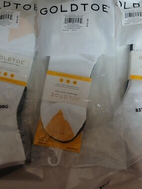 Gold Toe Women's White Crew Socks with Yellow Toe Accent